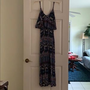 Blue and Orange print Maxi dress